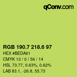カラーコード: RGB 190.7 218.6 97 | qconv.com
