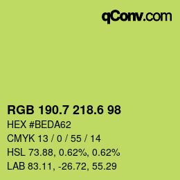 カラーコード: RGB 190.7 218.6 98 | qconv.com