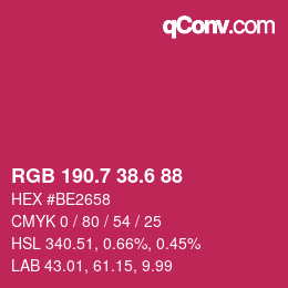 カラーコード: RGB 190.7 38.6 88 | qconv.com