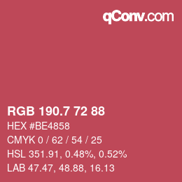 カラーコード: RGB 190.7 72 88 | qconv.com