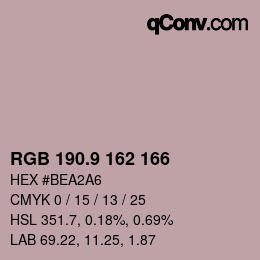 Color code: RGB 190.9 162 166 | qconv.com