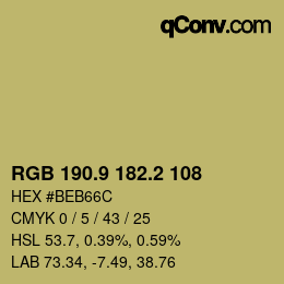 カラーコード: RGB 190.9 182.2 108 | qconv.com