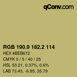 Color code: RGB 190.9 182.2 114 | qconv.com