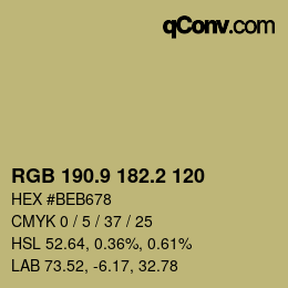 Color code: RGB 190.9 182.2 120 | qconv.com