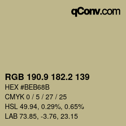 Color code: RGB 190.9 182.2 139 | qconv.com