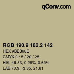 Color code: RGB 190.9 182.2 142 | qconv.com