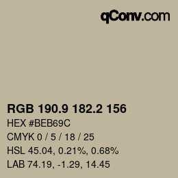 Color code: RGB 190.9 182.2 156 | qconv.com