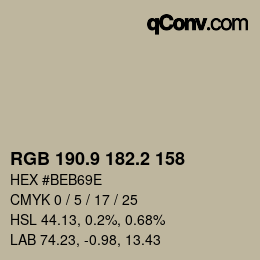 Color code: RGB 190.9 182.2 158 | qconv.com