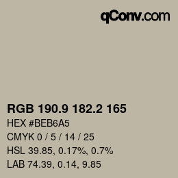 カラーコード: RGB 190.9 182.2 165 | qconv.com