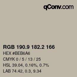 Color code: RGB 190.9 182.2 166 | qconv.com