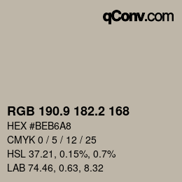 カラーコード: RGB 190.9 182.2 168 | qconv.com