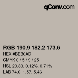 カラーコード: RGB 190.9 182.2 173.6 | qconv.com