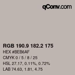 カラーコード: RGB 190.9 182.2 175 | qconv.com