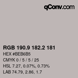 カラーコード: RGB 190.9 182.2 181 | qconv.com