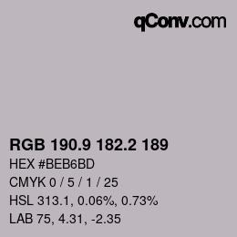 カラーコード: RGB 190.9 182.2 189 | qconv.com