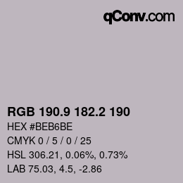 Color code: RGB 190.9 182.2 190 | qconv.com
