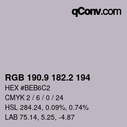 カラーコード: RGB 190.9 182.2 194 | qconv.com