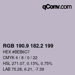 カラーコード: RGB 190.9 182.2 199 | qconv.com