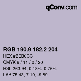 カラーコード: RGB 190.9 182.2 204 | qconv.com