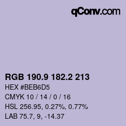 カラーコード: RGB 190.9 182.2 213 | qconv.com