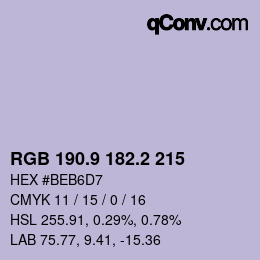 Color code: RGB 190.9 182.2 215 | qconv.com
