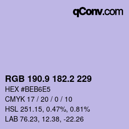 カラーコード: RGB 190.9 182.2 229 | qconv.com