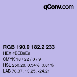 カラーコード: RGB 190.9 182.2 233 | qconv.com