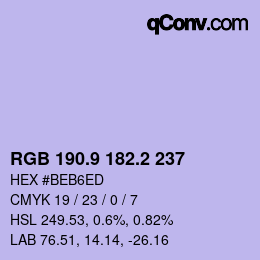 Color code: RGB 190.9 182.2 237 | qconv.com