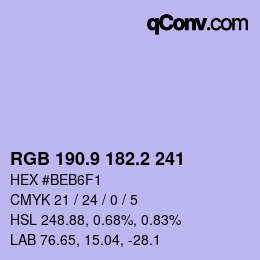 カラーコード: RGB 190.9 182.2 241 | qconv.com