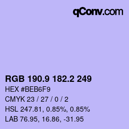カラーコード: RGB 190.9 182.2 249 | qconv.com