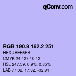 カラーコード: RGB 190.9 182.2 251 | qconv.com