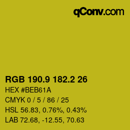 カラーコード: RGB 190.9 182.2 26 | qconv.com