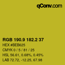 カラーコード: RGB 190.9 182.2 37 | qconv.com