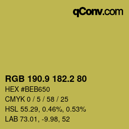 カラーコード: RGB 190.9 182.2 80 | qconv.com