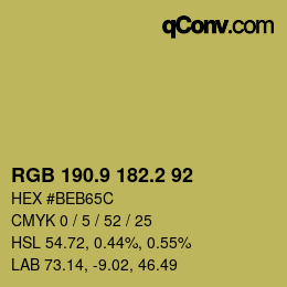 カラーコード: RGB 190.9 182.2 92 | qconv.com