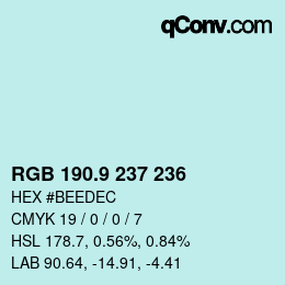 Color code: RGB 190.9 237 236 | qconv.com
