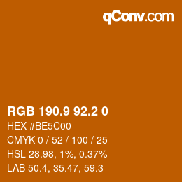 カラーコード: RGB 190.9 92.2 0 | qconv.com