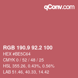 Color code: RGB 190.9 92.2 100 | qconv.com