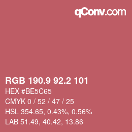 カラーコード: RGB 190.9 92.2 101 | qconv.com