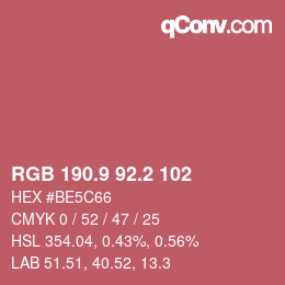 カラーコード: RGB 190.9 92.2 102 | qconv.com