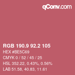 Color code: RGB 190.9 92.2 105 | qconv.com