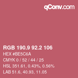 Color code: RGB 190.9 92.2 106 | qconv.com