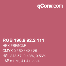 カラーコード: RGB 190.9 92.2 111 | qconv.com
