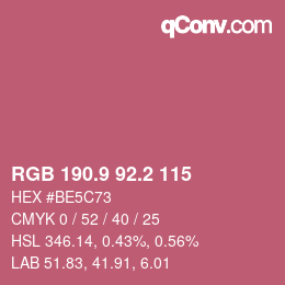カラーコード: RGB 190.9 92.2 115 | qconv.com