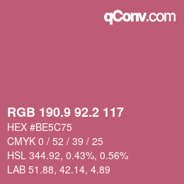 カラーコード: RGB 190.9 92.2 117 | qconv.com
