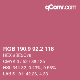 カラーコード: RGB 190.9 92.2 118 | qconv.com