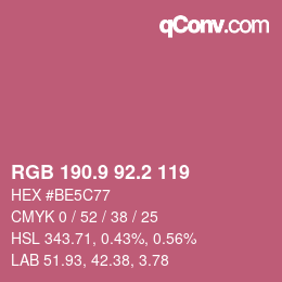 カラーコード: RGB 190.9 92.2 119 | qconv.com
