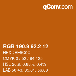 カラーコード: RGB 190.9 92.2 12 | qconv.com