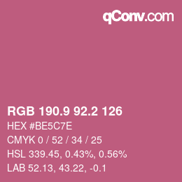 カラーコード: RGB 190.9 92.2 126 | qconv.com