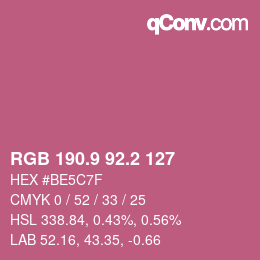 カラーコード: RGB 190.9 92.2 127 | qconv.com